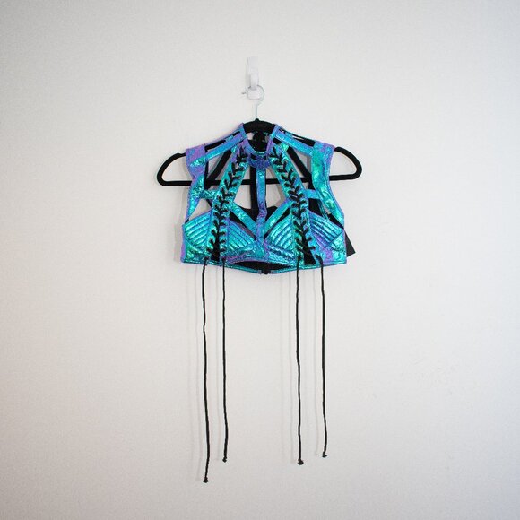 NWT Dollskill Clubexx Rude Awakening Harness Bra/Rave/Festival Top Size Small - Picture 1 of 6